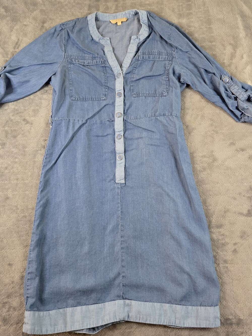 Women's Hope & Harlow Light Blue Chambry Midi Shirt Dress with Button Front